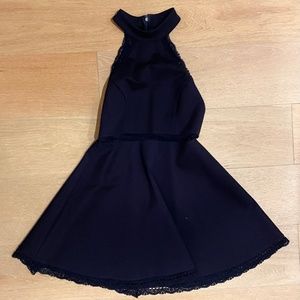 Lulu's Reach Out My Hand Navy Lace Blue Skater Dress